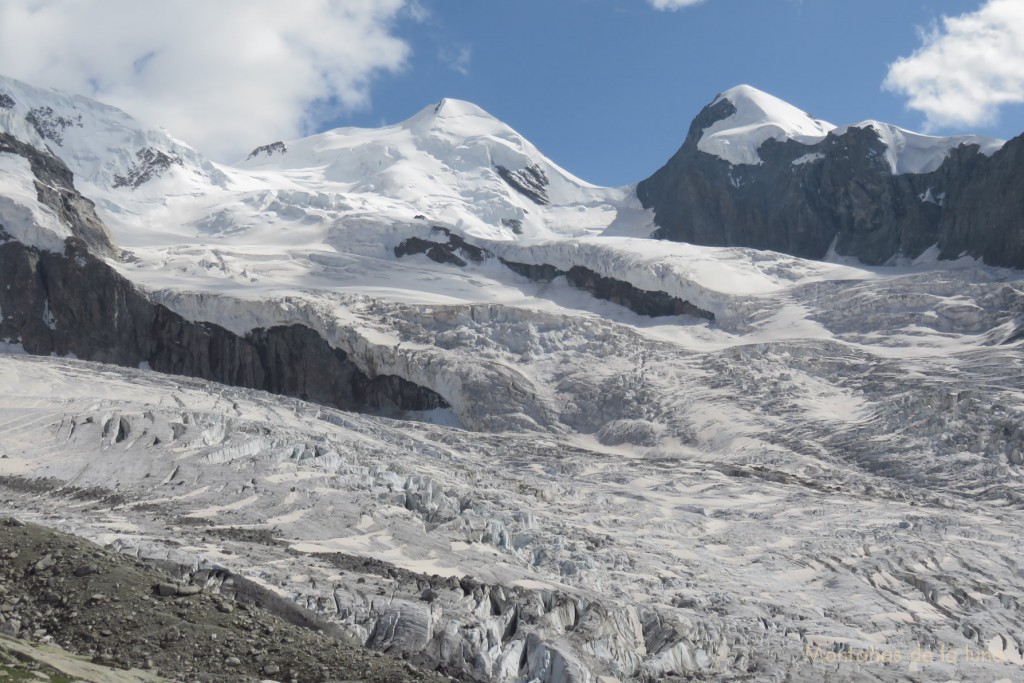 Castor, Pollux y Glaciar Grenx desde el Refugio de Monte Rosa